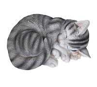 Garden Sleeping Grey Cat Statue Figurine Lovely Cute Vivid Lifelike Sleeping Resin Cat Art Ornaments Garden Crafts for Garden Yard Lawn