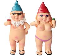 Garden Small Gnome Statue, 2PCS Naked Garden Goblin-Art Decoration Tiny Peeing Gnome Naughty Garden Statue Decorations for Home Indoor or Outdoor Lawn, Man and Woman Style, 4.72inch Height (A)
