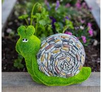 Decorative Snail Grass & Stone Effect Resin Garden Ornament Outdoor