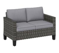 Garden Sofa 2-Seater Dark Grey 128x74x75cm Galvanised Steel PE Rattan Cushions.