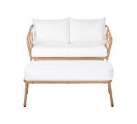 Garden Sofa 2 Seater FOLLO with Bench PE Rattan Light Brown
