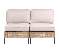 Garden Sofa 2 Seater OMEGANA Armless PE Rattan Light Beige
