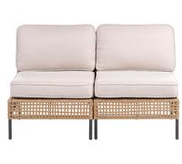 Garden Sofa 2 Seater OMEGANA Armless PE Rattan Light Beige