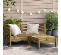 Garden Sofa 2-Seater Pine Wood Natural Impregnated 63.5x63.5x62.5 cm Seat60x60cm