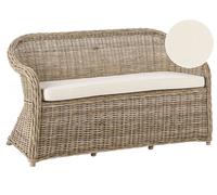 Beliani Garden Bench With Cushion Susua 150 Cm Rattan Natural