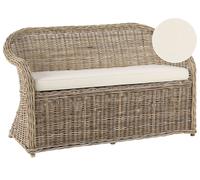 Garden Bench with Cushion SUSUA 141 cm Rattan Natural