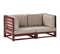 Garden Sofa 2 Seater TRANI Modular Acacia Wood Dark Red