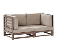 Beliani Garden Sofa 2 Seater Trani Modular Certified Acacia Wood Dark Brown