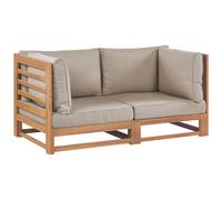 Beliani Garden Sofa 2 Seater Trani Modular Certified Acacia Wood Light Brown, Brown