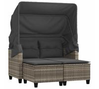 vidaXL Garden Sofa | Light grey | PE rattan, powder-coated steel, polyester