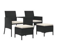 Garden Sofa 2-Seater with Table and Stools Outdoor Sofa Poly Rattan vidaXL