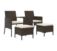 Garden Sofa 2-Seater with Table and Stools Outdoor Sofa Poly Rattan vidaXL