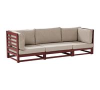 Beliani Garden Sofa 3 Seater Trani Modular Acacia Wood Dark Red, Red