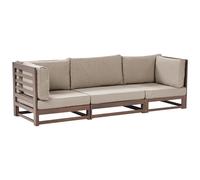 Beliani Garden Sofa 3 Seater Trani Modular Certified Acacia Wood Dark Brown