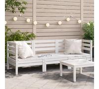 Garden sofa 3-seater White Solid pine wood 190.5x63.5x62.5cm Modular Outdoor set