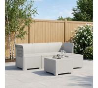 Garden Sofa 4-Seater White Poly Rattan Look PP Weatherproof 55x62x70cm UV-Resist