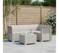 Garden Sofa 4-Seater White PP Rattan Look Weather & UV Resistant Outdoor Compact