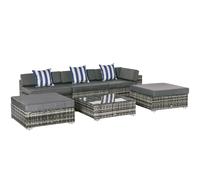 Garden Sofa 6pc Grey PE Rattan Wicker 80x80x28cm Cushioned Outdoor Sectional Set