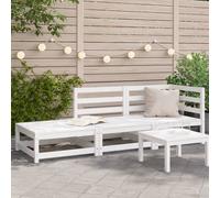 Garden sofa 70x70x67 cm solid pine wood white slatted modular compact seat mini