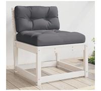 Garden sofa armless white solid pine wood 63.5x73x78cm modular seat slatted-back