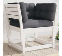 Garden Sofa Armrest with Cushions White Solid Wood Pine