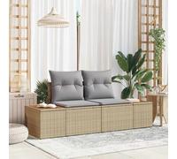 Garden Sofa Beige/Light Grey Poly Rattan 184x62x85 cm 2-Seater Outdoor with Pad