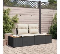 Garden Sofa Black & Cream 184 x 62 x 85 cm Poly Rattan 2-Seater Outdoor Storage