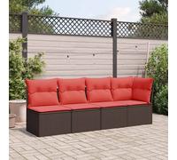 Garden Sofa Brown 124x62x69cm Poly Rattan 3-Seater Corner Modular Outdoor w/Cush