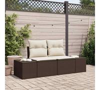 Garden Sofa Brown & Cream Poly Rattan 123x62x69cm Outdoor Cushioned 2-Seater