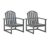 Garden Sofa Chair 2pcs Grey Solid Acacia Wood 60x63x79cm Oil Finish Armrests Set