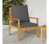 Garden Sofa Chair 2pcs Solid Acacia Wood Brown/Grey 68x65x81 cm Outdoor Lounge