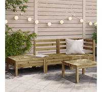 Garden Sofa Corner 3-Seater Solid Pine Wood Natural 63.5x63.5x62.5cm Modular Eco