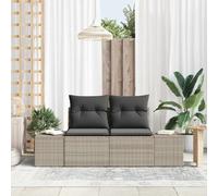 Garden Sofa Light Grey Poly Rattan 2-Seater 123x62x69cm Outdoor Weatherproof 2pc