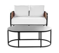 Beliani Garden Lounge Set With Table 2 Seater Montefalco Metal White