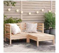 Garden sofa Natural pine 63.5x63.5x62.5cm Solid pine modular outdoor seat sturdy