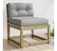 Garden Sofa natural pine 63.5x73x78cm solid impregnated wood with cushion modern