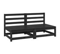 vidaXL 2x Solid Pinewood Garden Middle Sofas White Outdoor Seating Furniture