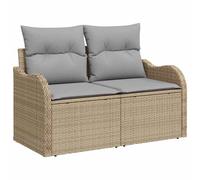 vidaXL Garden Sofa Beige 121 x 62 x 69cm Poly Rattan