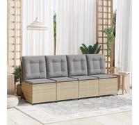 Garden Sofa Reclining Beige/Grey Poly Rattan 54x67x95 cm Outdoor Cushion Adjust
