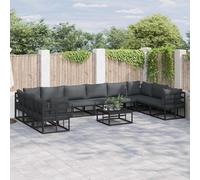 vidaXL Garden Sofa Set with Cushion Black Aluminium