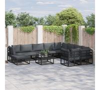 Garden Sofa Set 11 pcs Black 70 x 70 x 32 cm Aluminium Berkfield Home Black One Size