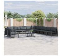 Garden Sofa Set 11-Piece Anthracite Steel Frame Removable Cushions Outdoor Patio