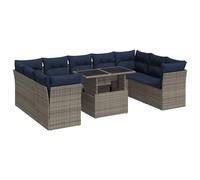 Garden Sofa Set 11 Piece with Cushions Outdoor Sofa Poly Rattan Acacia vidaXL