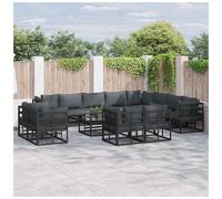 Garden Sofa Set 12 pc Modular Aluminium Weather-Resistant Polyester Cushions Eco