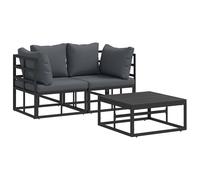 vidaXL Garden Sofa Set 3 pcs Black Metal, Black