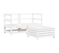 vidaXL Garden Sofa Set 3 Piece Outdoor Sofa Corner Sofa White Solid Wood Pine