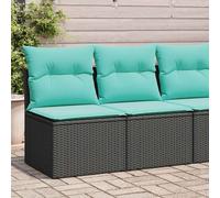 vidaXL 4 Piece Garden Sofa Set with Cushions Black Poly Rattan Acacia