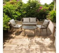Garden Sofa Set (4 Pieces) - Rattan - Light Brown/Light Grey Minster Brown 1 Pack
