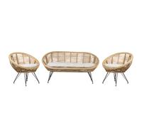 Beliani Garden Sofa Set 4 Seater Maratea Natural Rattan