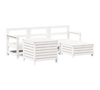 5 Piece Garden Sofa Set White Solid Wood Pine